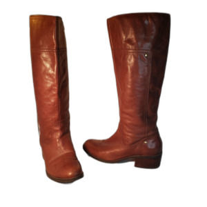 Boots leather knee high with zipper 1.5 inch heal full length zipper